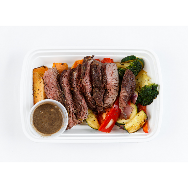 LC 4.4 Peppercorn Steak with Roasted Sweet Potato & Sauteed Vegetables (GF, DF)