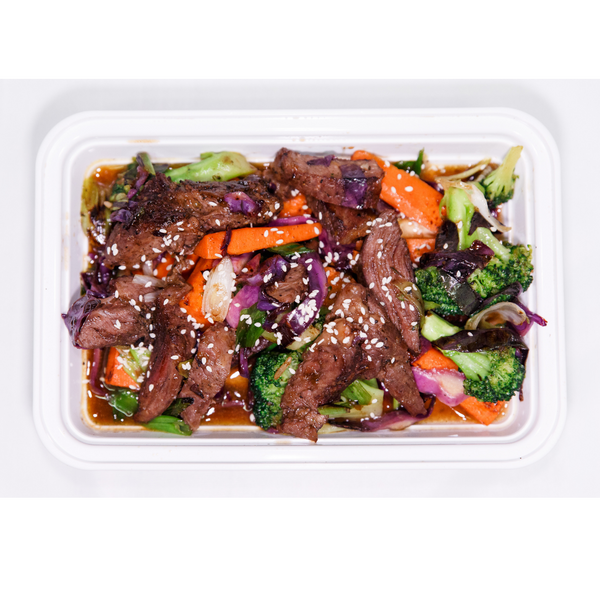 (LL  7.6)  Teriyaki Steak with Stir-fried Vegetables