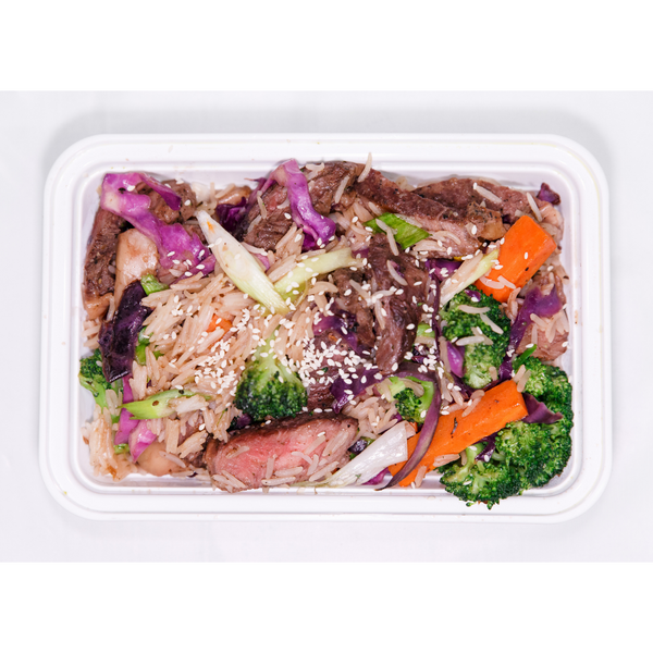 (LC 7.6)  Teriyaki Steak with Stir-fried Vegetables and Rice