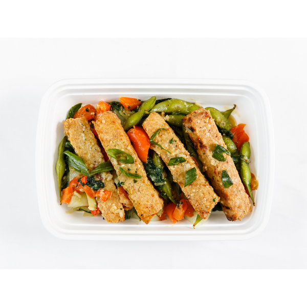 (LG 2.4) Miso Glazed Tempeh with Ginger Bok Choy and Edamame Rice Pilaf
