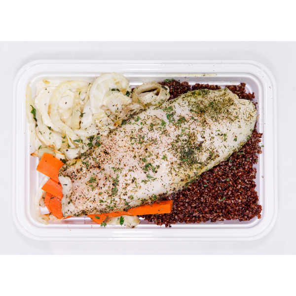 (LC 7.4)  Roasted Citrus Fennel White Fish with Mixed veggies and Quinoa