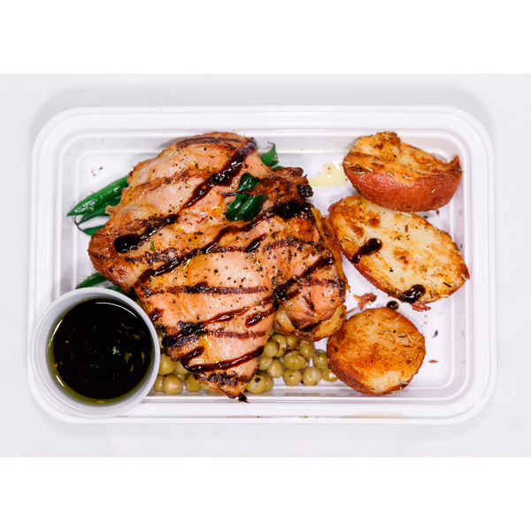 ( LC 7.1)  Balsamic Glazed Chicken Thighs with Rosemary Roasted Potatoes and Roasted Beets & Peas